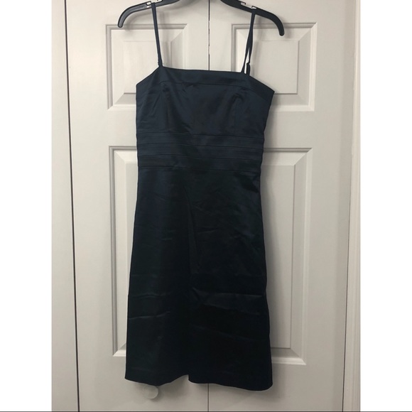 MOVING SALE // Navy Satin Strappy Theory Dress - Picture 1 of 3